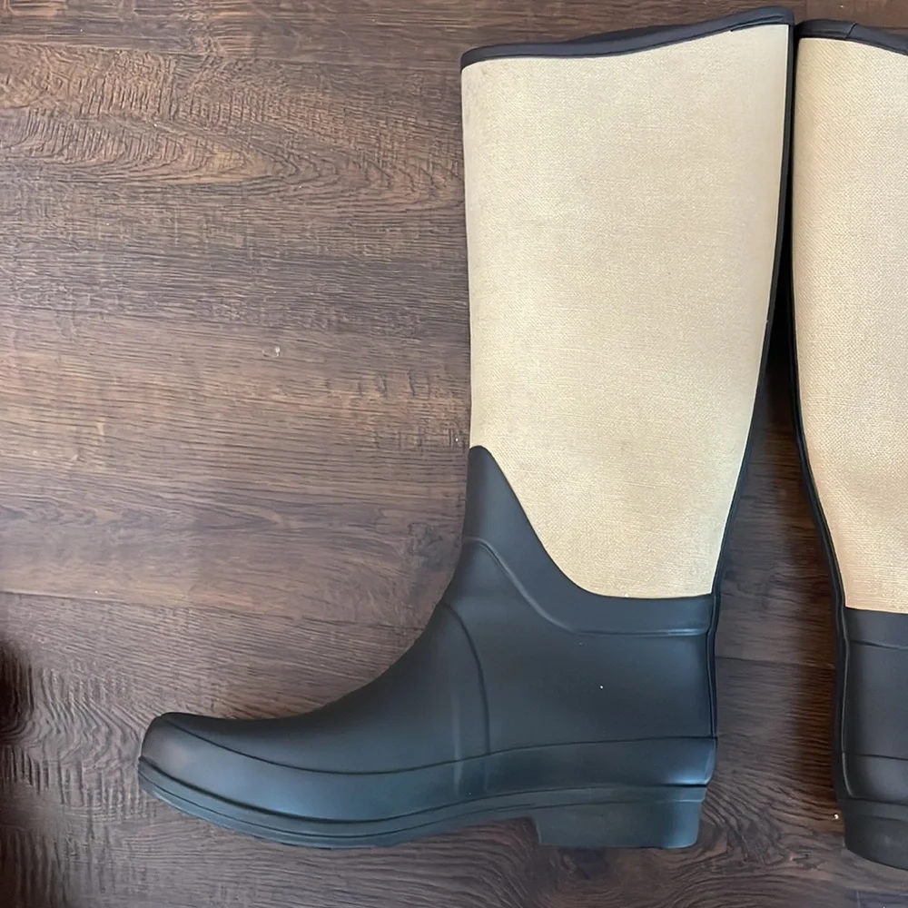 Hunter Tall Beige and Black Rain Boots